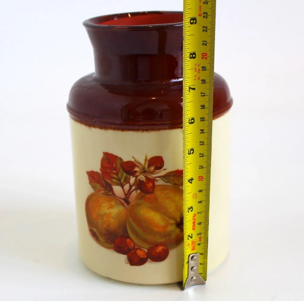 McCoy 253 Harvest Fruit Ceramic Canister with Lid Brown Cream Vintage USA